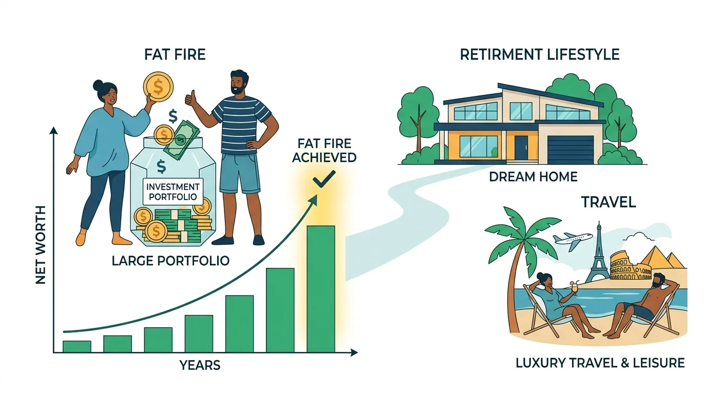 fat fire financial independence retirement lifestyle illustration