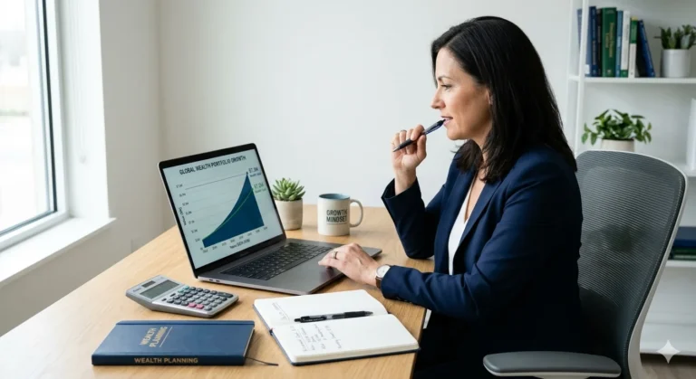 financial number concept with calculator investment planning and wealth target illustration