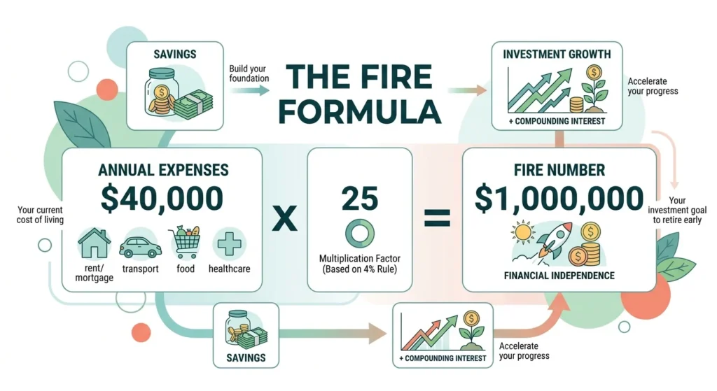 how to calculate fire number formula using expenses multiplied by 25